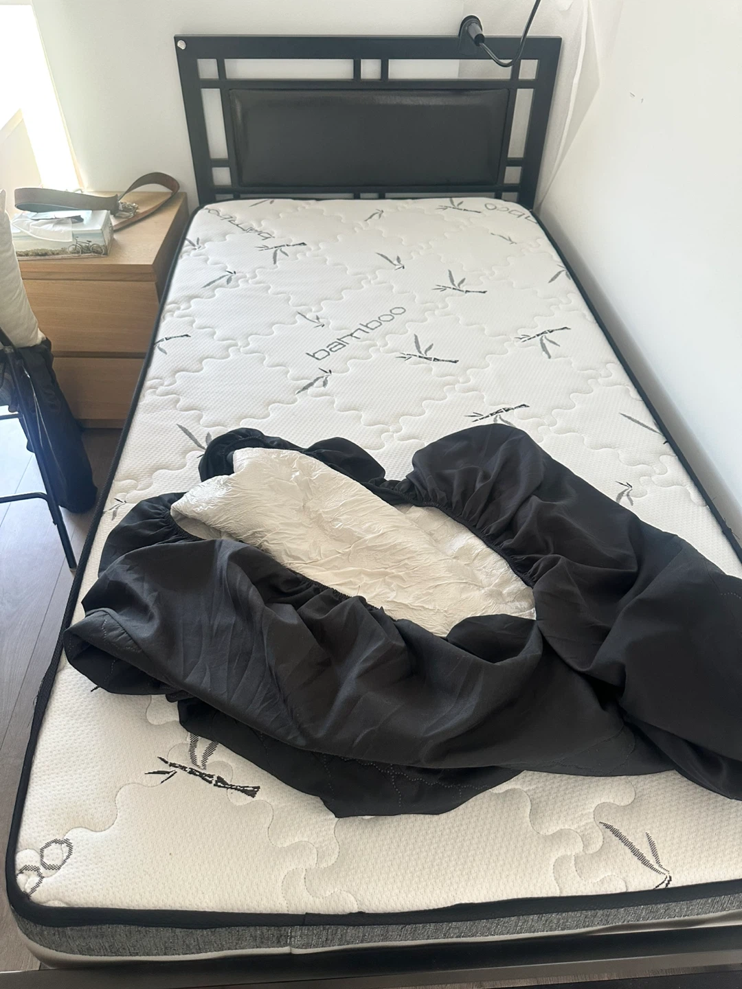 Twin Size Bamboo Mattress with Bed Frame - photo 4