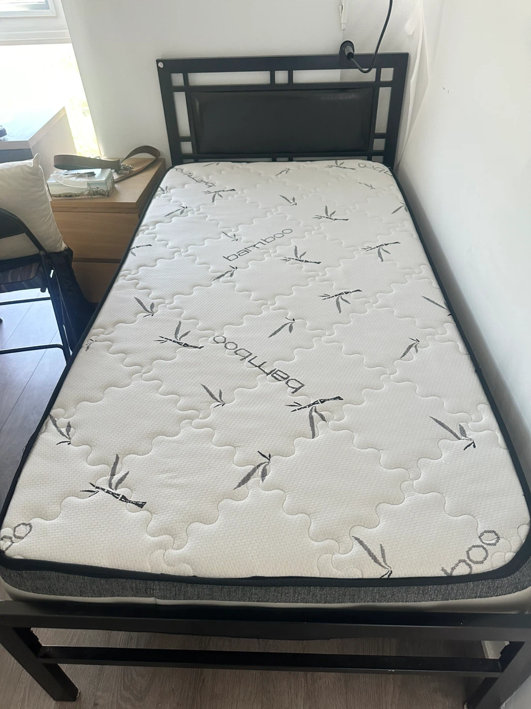 Twin Size Bamboo Mattress with Bed Frame - photo 5
