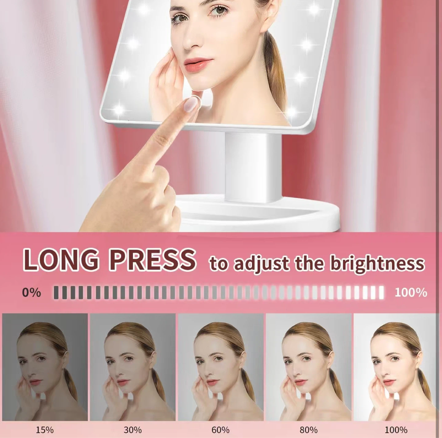 White LED Makeup Mirror with 180 Rotation - photo 2
