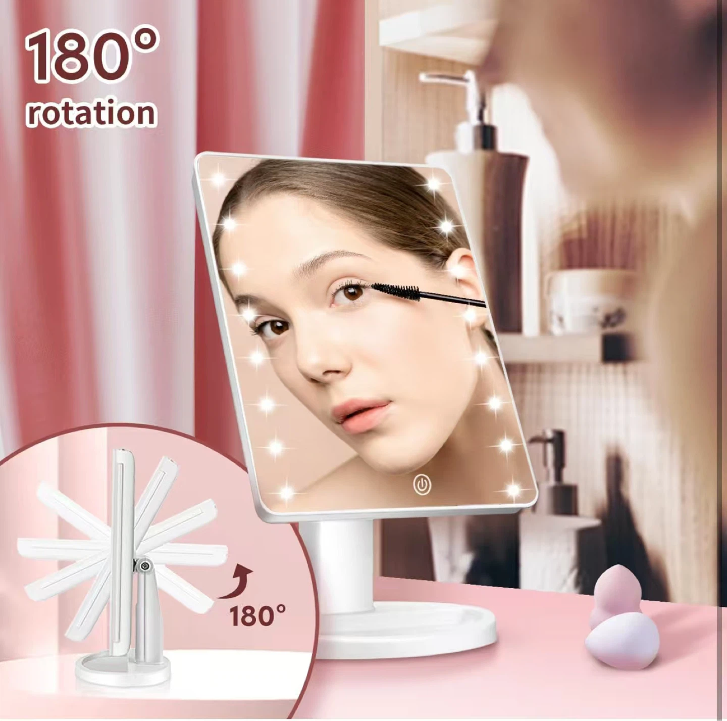 White LED Makeup Mirror with 180 Rotation - photo 5
