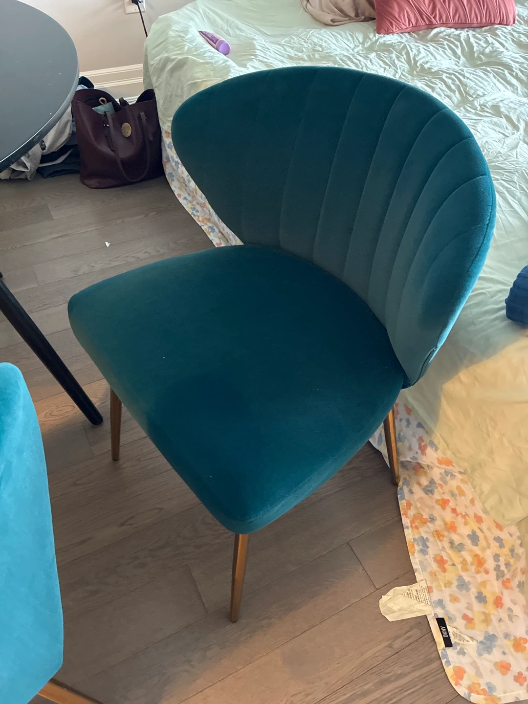 Teal Accent Chair with Gold Legs - photo 2
