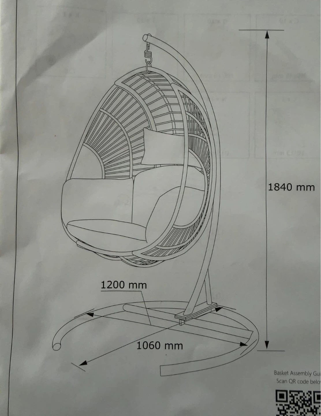 New!  In the Box!  Charcoal Grey Hanging Egg Chair with Cushion - photo 2