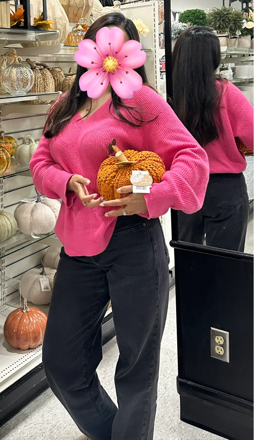 Pink V-neck sweater
