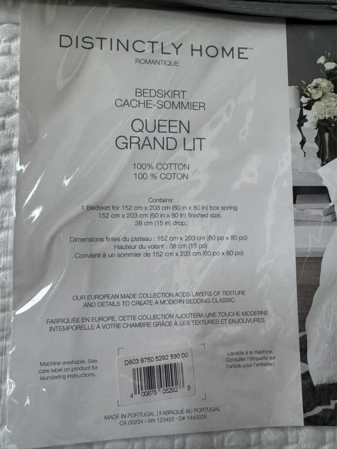 DISTINCTLY HOME Queen "Romantique" Bed Skirt - White Cotton - photo 3