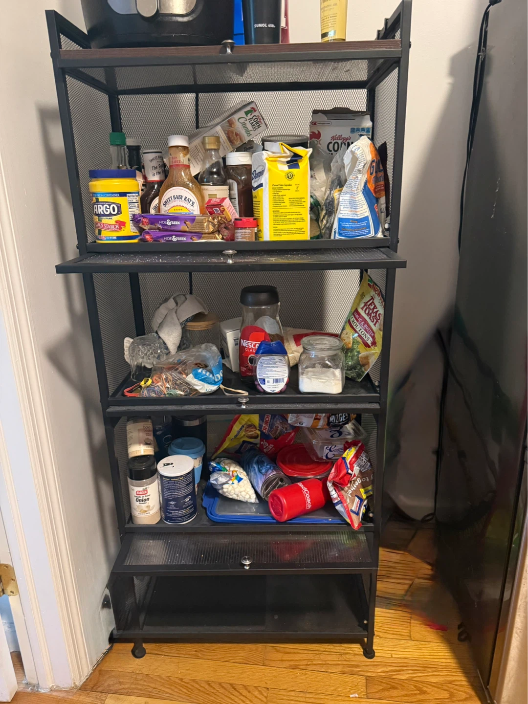 Black 4-Tier Metal Wire Rack Shelf with Wheels