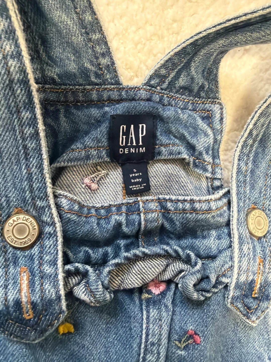 Gap Kids Denim Overall Dress Floral Print Size 5 - photo 2