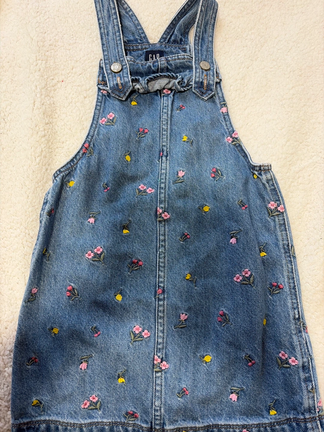 Gap Kids Denim Overall Dress Floral Print Size 5