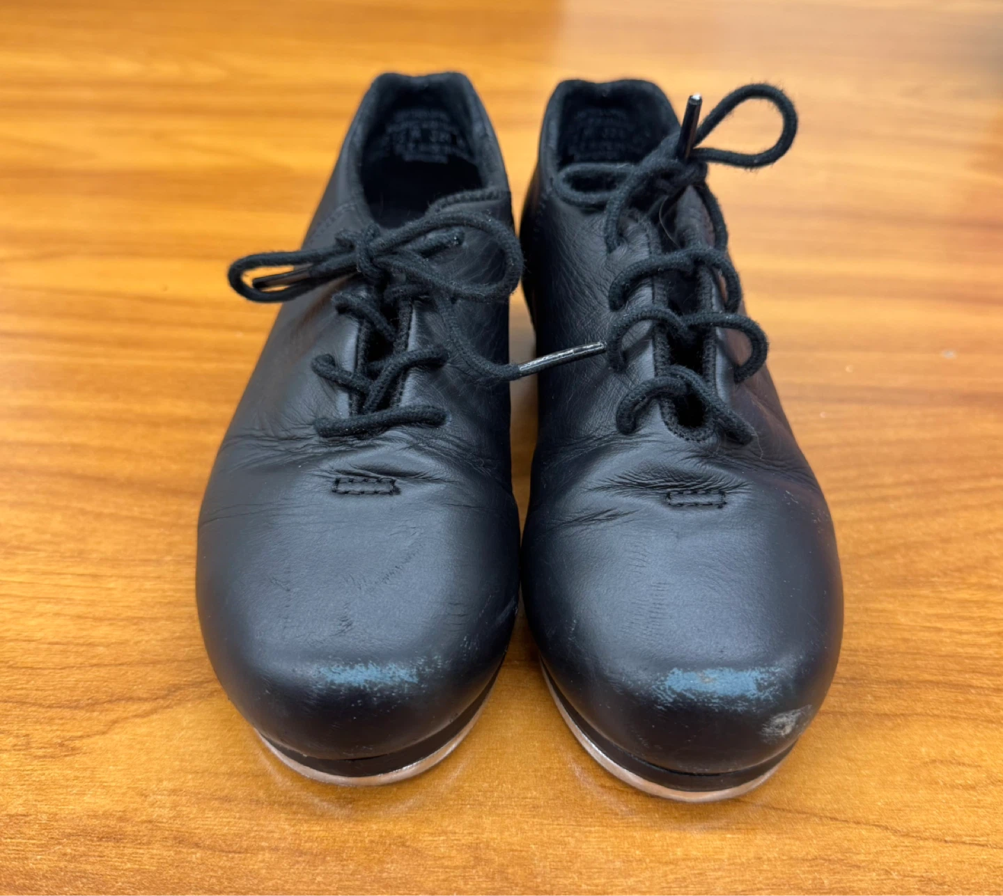 Capezio Teletone Tap Shoes Black Leather Lace-Up (size 12)