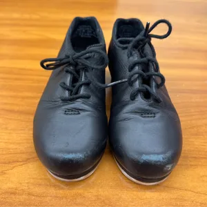 Capezio Teletone Tap Shoes Black Leather Lace-Up (size 12)