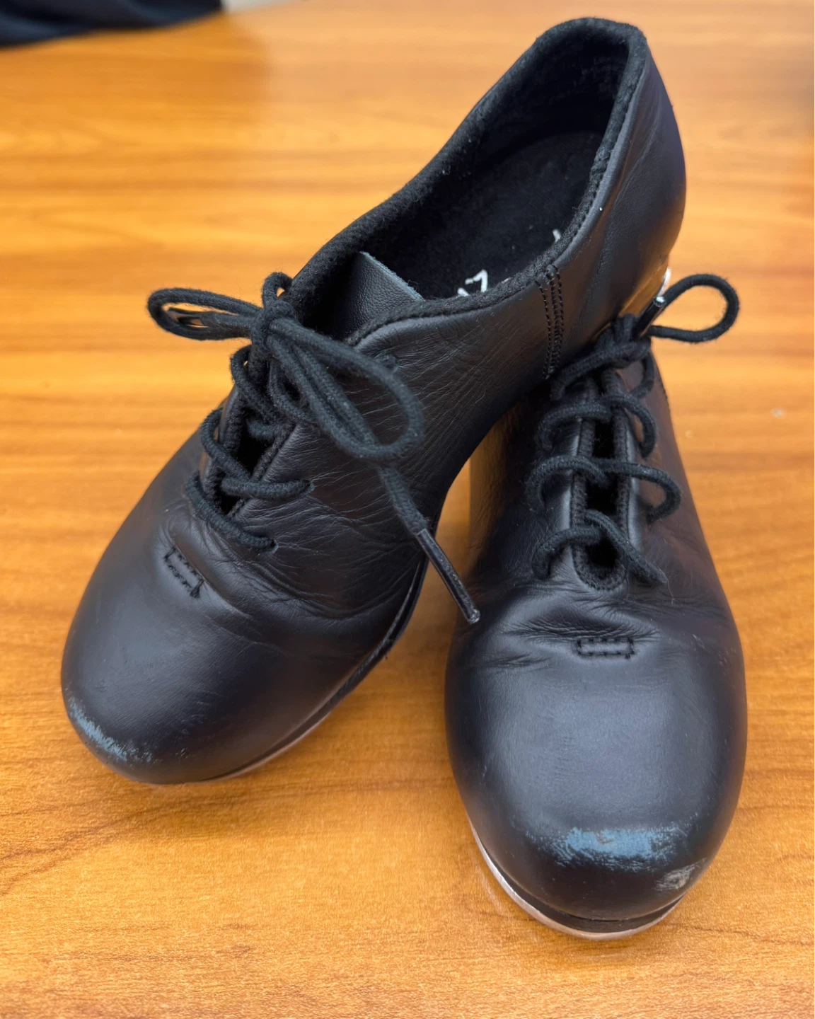Capezio Teletone Tap Shoes Black Leather Lace-Up (size 12) - photo 2