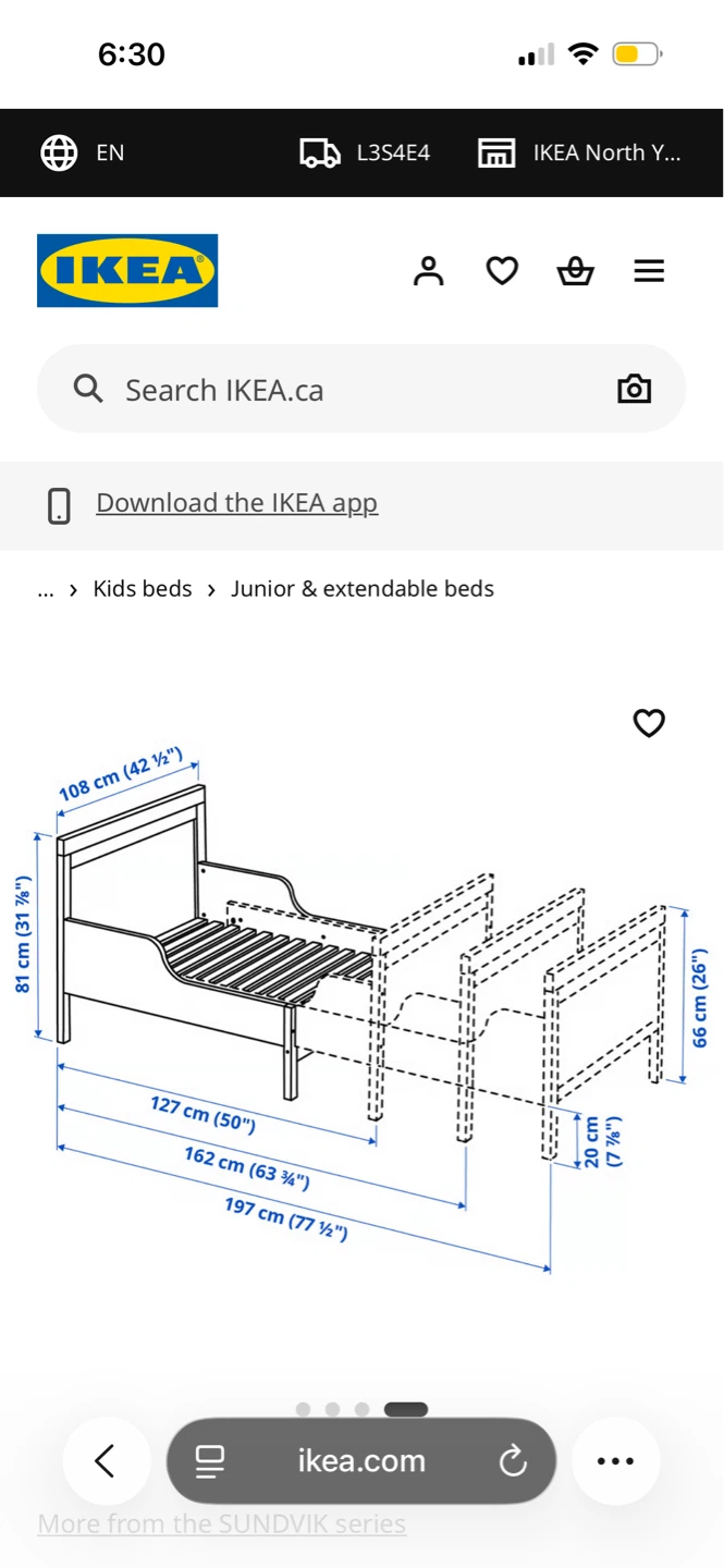 IKEA SUNDVIK Extendable Junior Bed Frame - White - photo 2