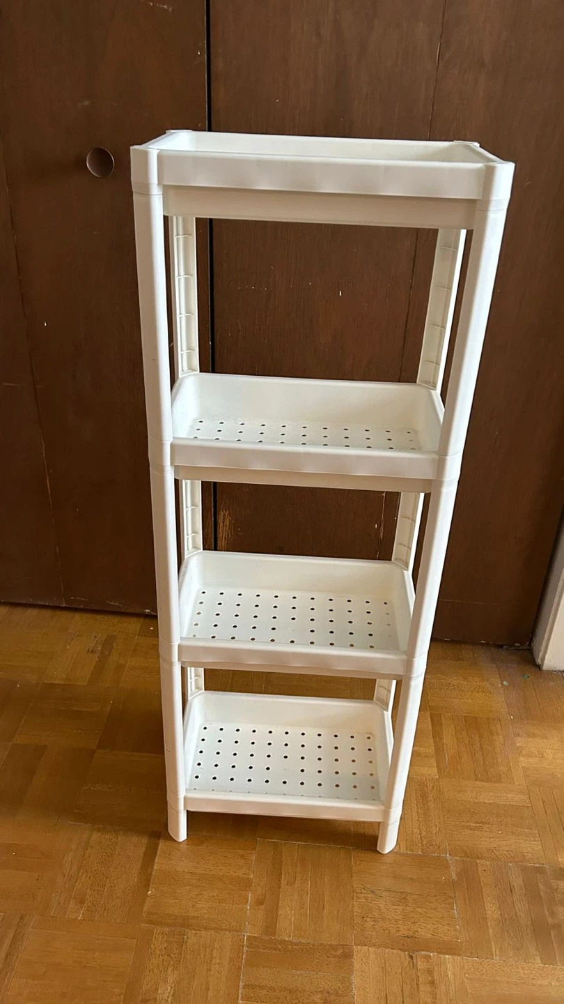 White 4-Tier Plastic Storage Shelf Unit