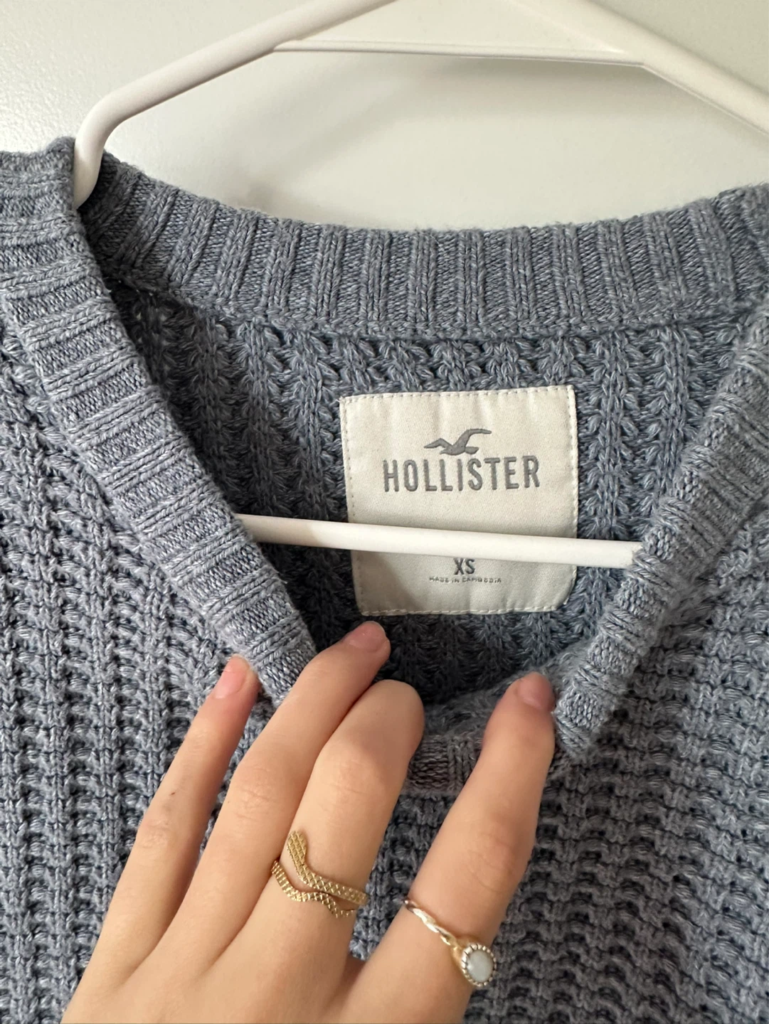 HOLLISTER Blue Waffle Knit Crew Neck Sweater - photo 2