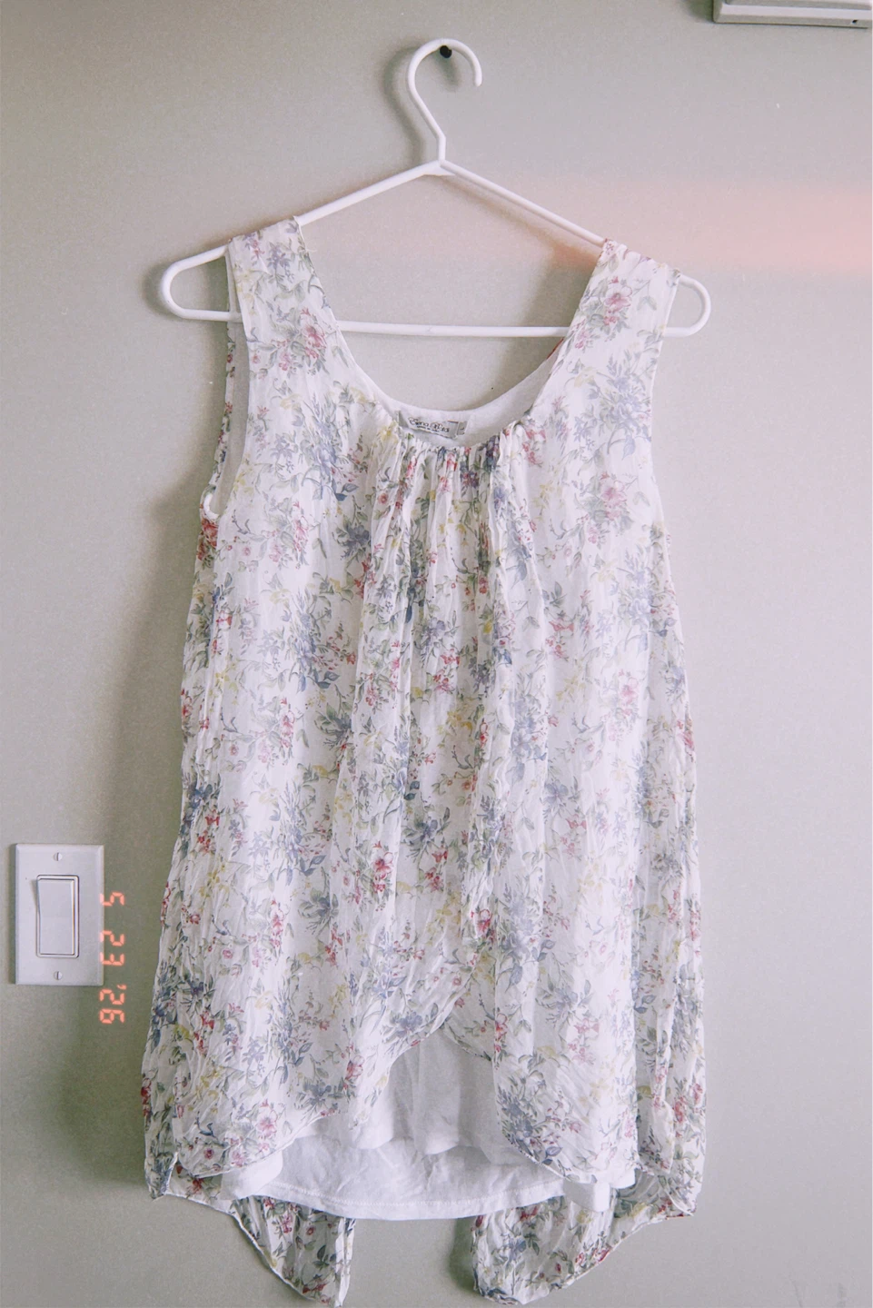 White Floral Sleeveless Top