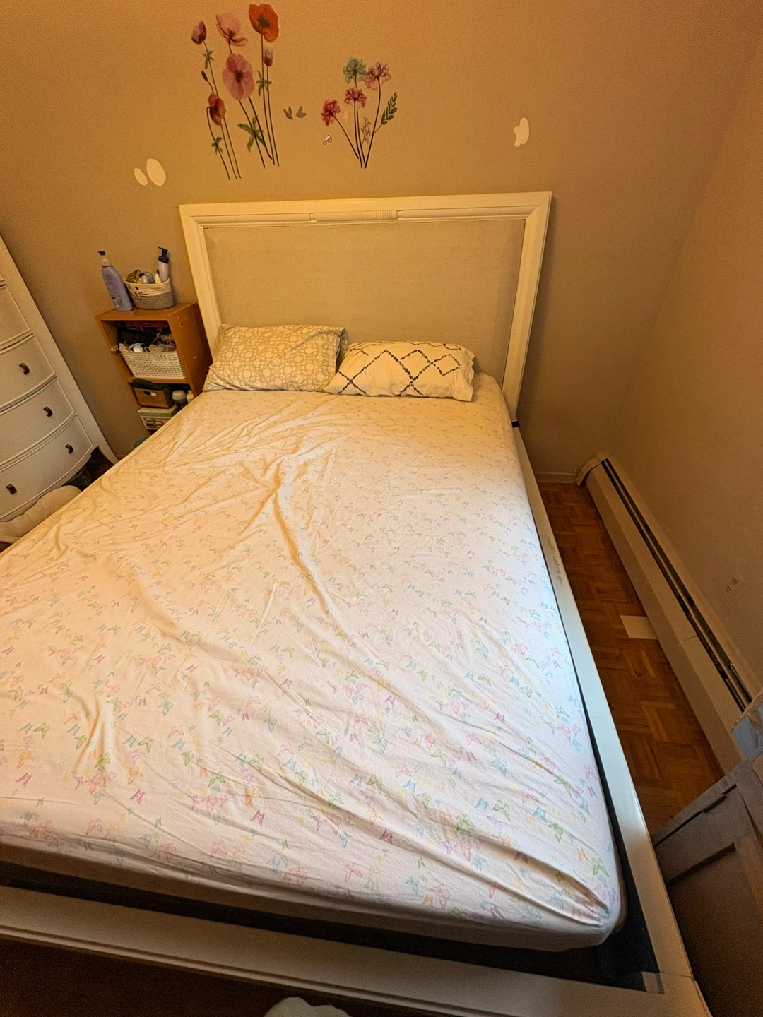 White Queen Bed Frame with Headboard
