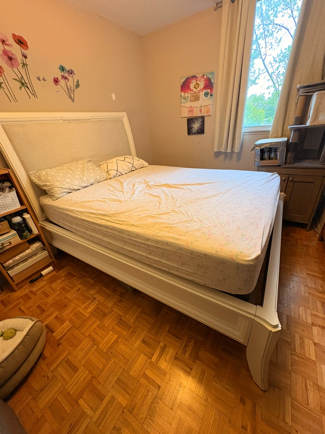 White Queen Bed Frame with Headboard - photo 2