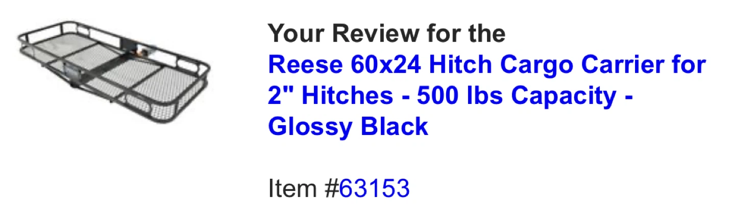 Reese 60x24 Hitch Cargo Carrier for 2" Hitches - Black - photo 4