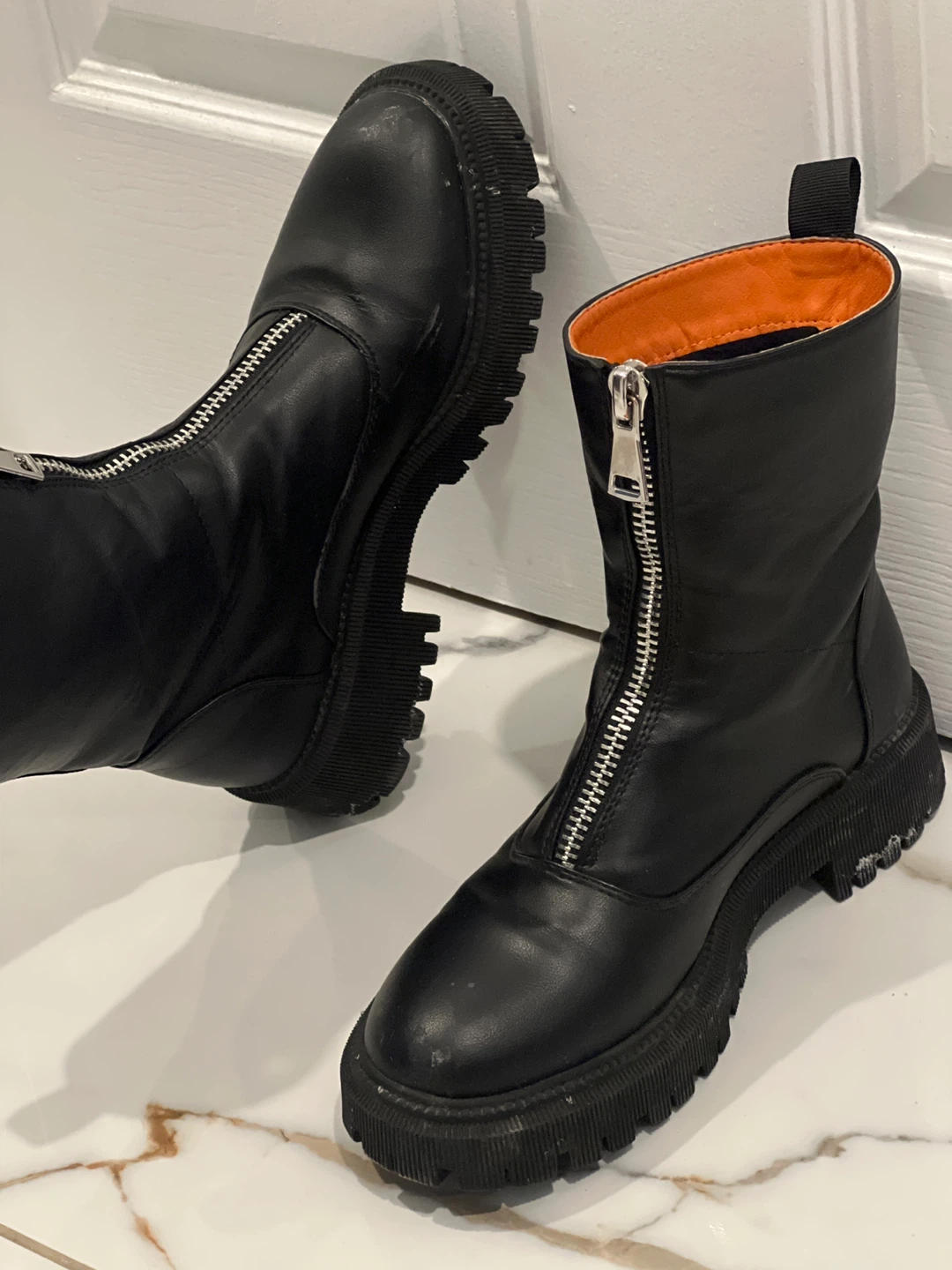 Black Faux Leather Zipper Boots - photo 3