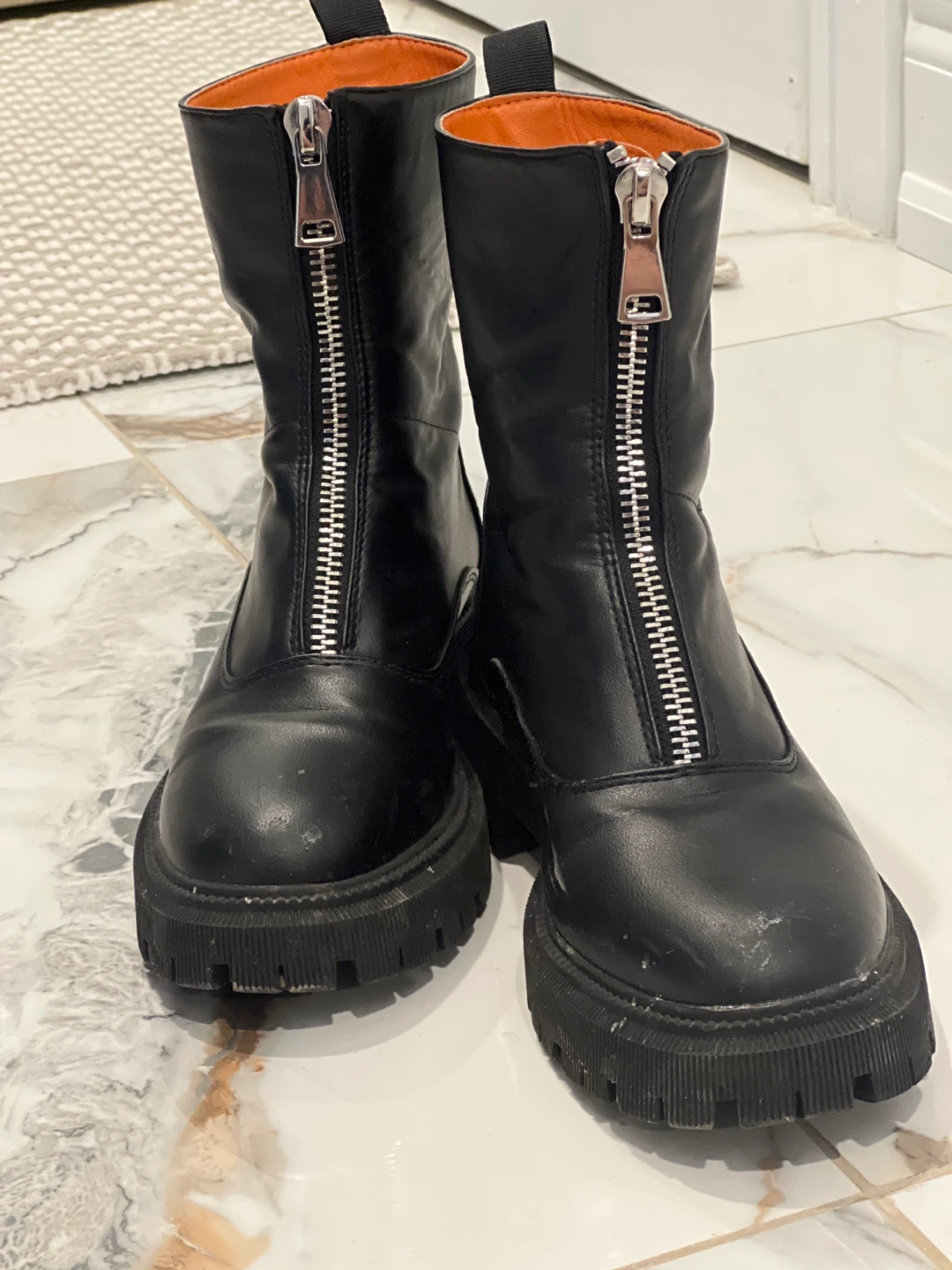 Black Faux Leather Zipper Boots - photo 2