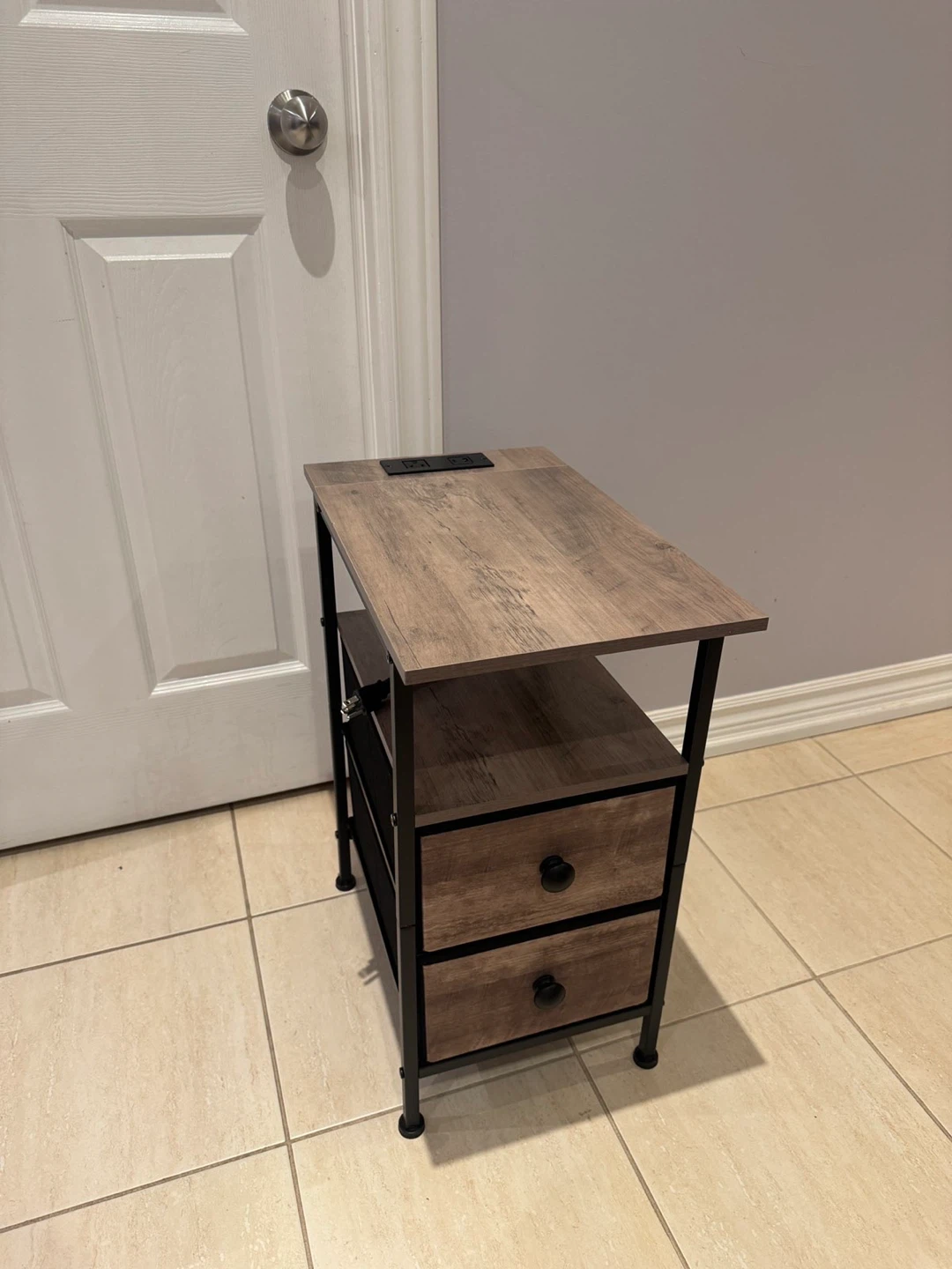 End Table with 2 Drawers and Built-in Outlet - photo 2