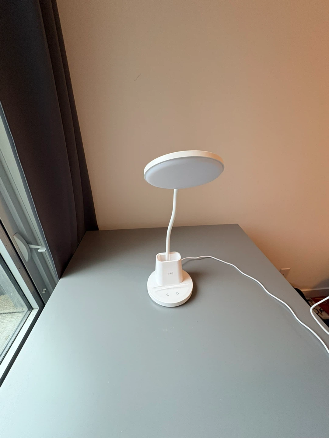 White LED Desk Lamp with Wireless Charger and Pen Holder - photo 3