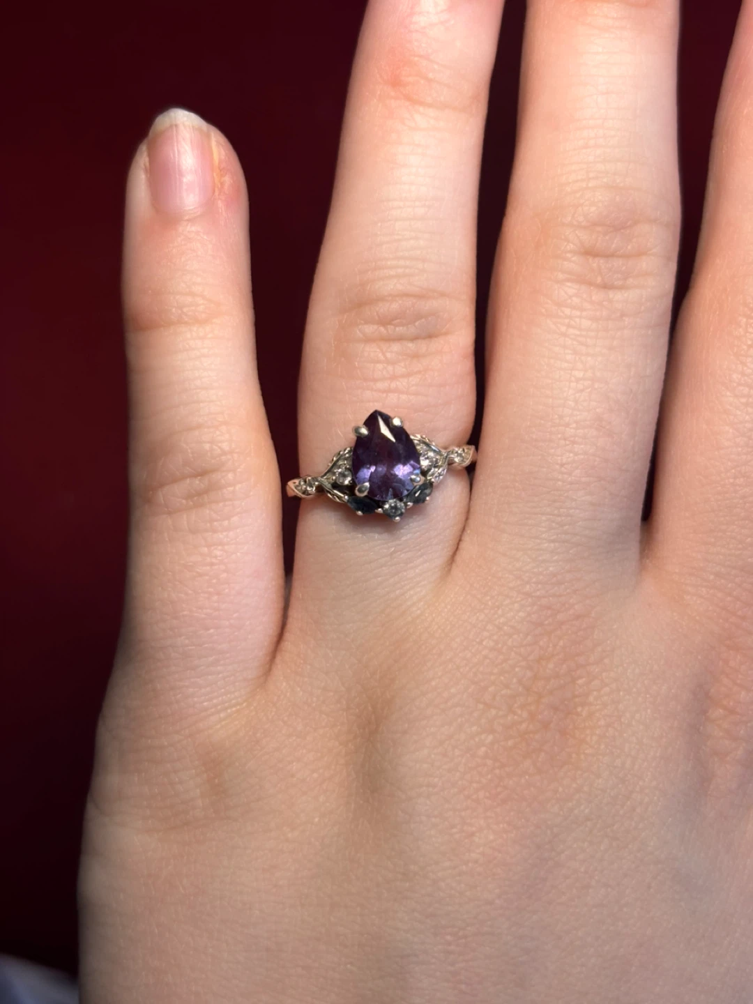Aquamarise Wisteria Pear Cut Alexandrite Sterling Silver Ring - photo 4