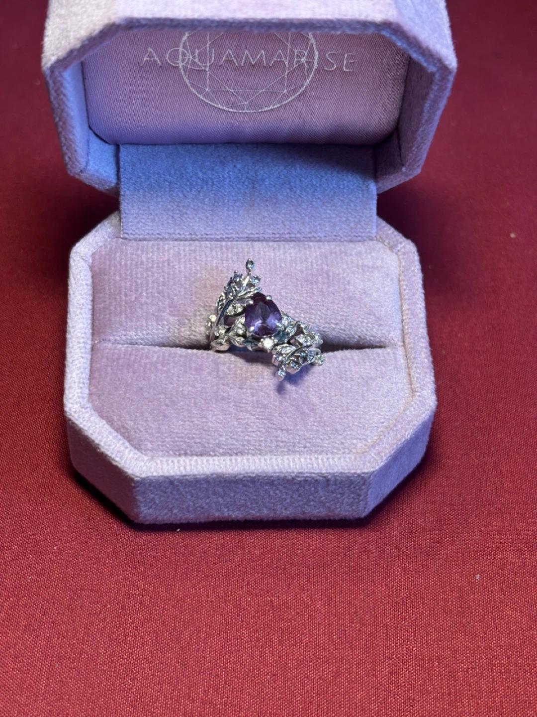 Aquamarise Wisteria Pear Cut Alexandrite Sterling Silver Ring