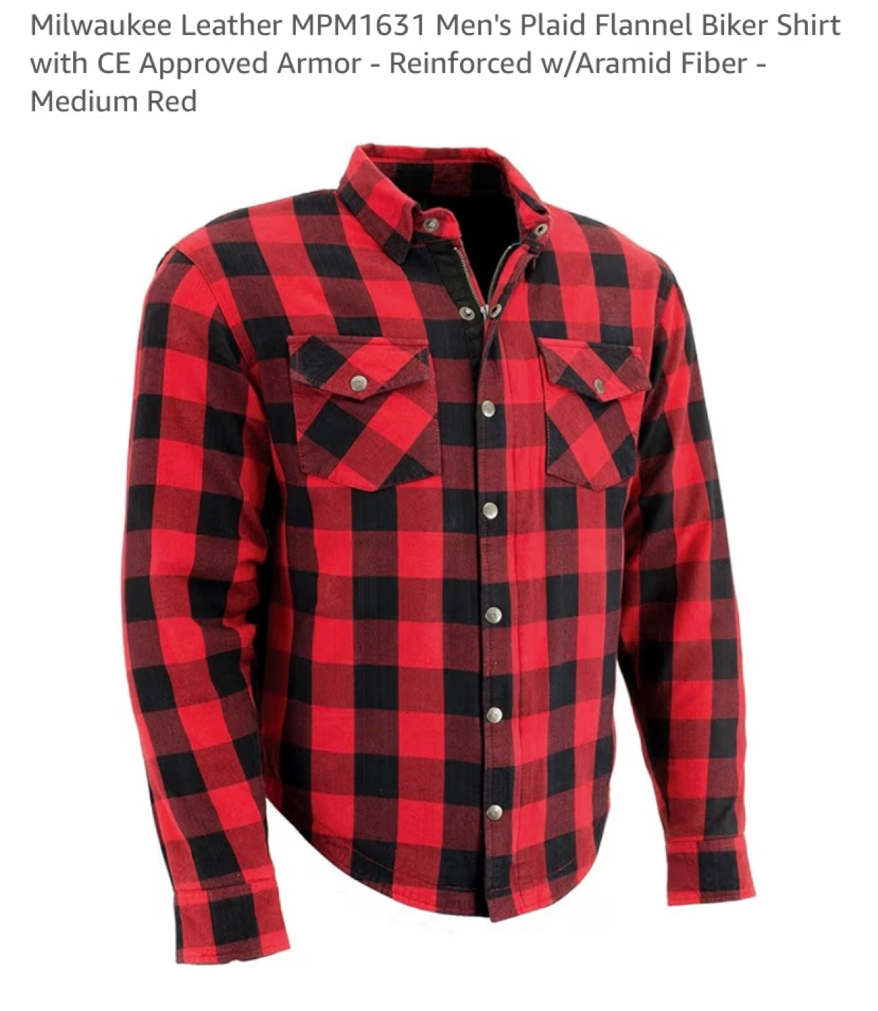 New Milwaukee Leather Men's Plaid Flannel Biker Shirt with Armor