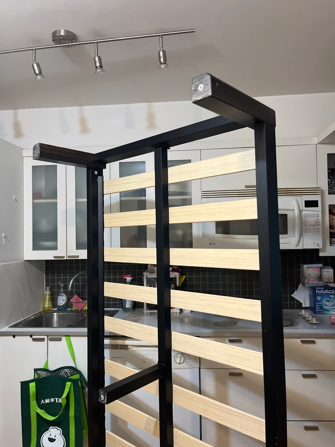 Black Twin Bed Frame with Wood Slats - photo 2