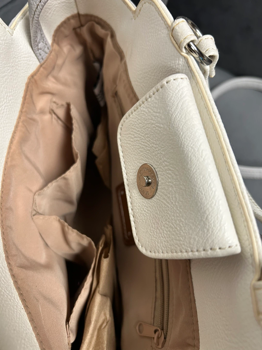 Nine West White & Grey Quilted Satchel Handbag - photo 4