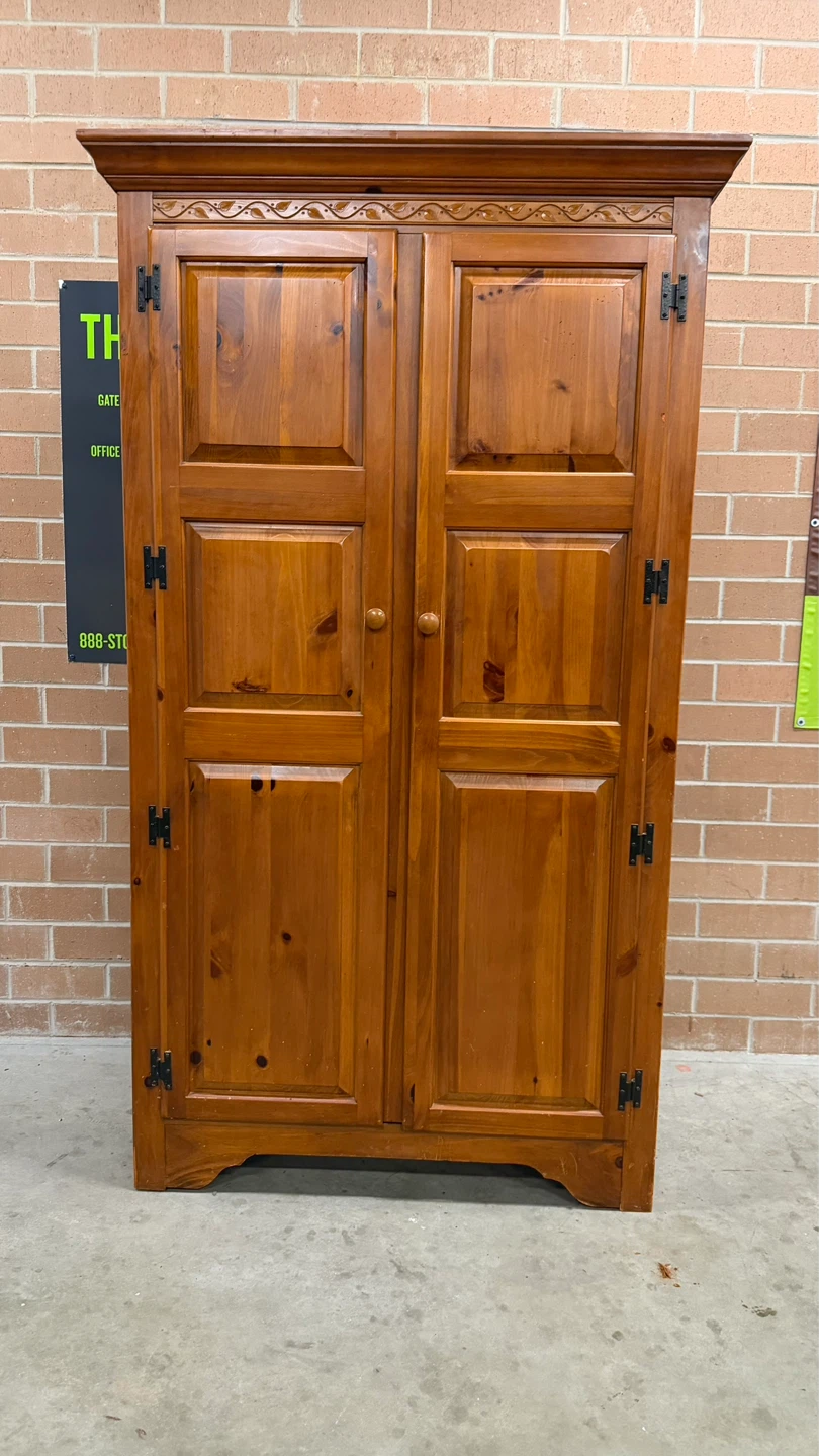 Wooden Armoire Cabinet with Shelves and Drawers