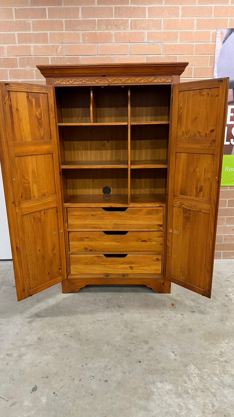 Wooden Armoire Cabinet with Shelves and Drawers - photo 2
