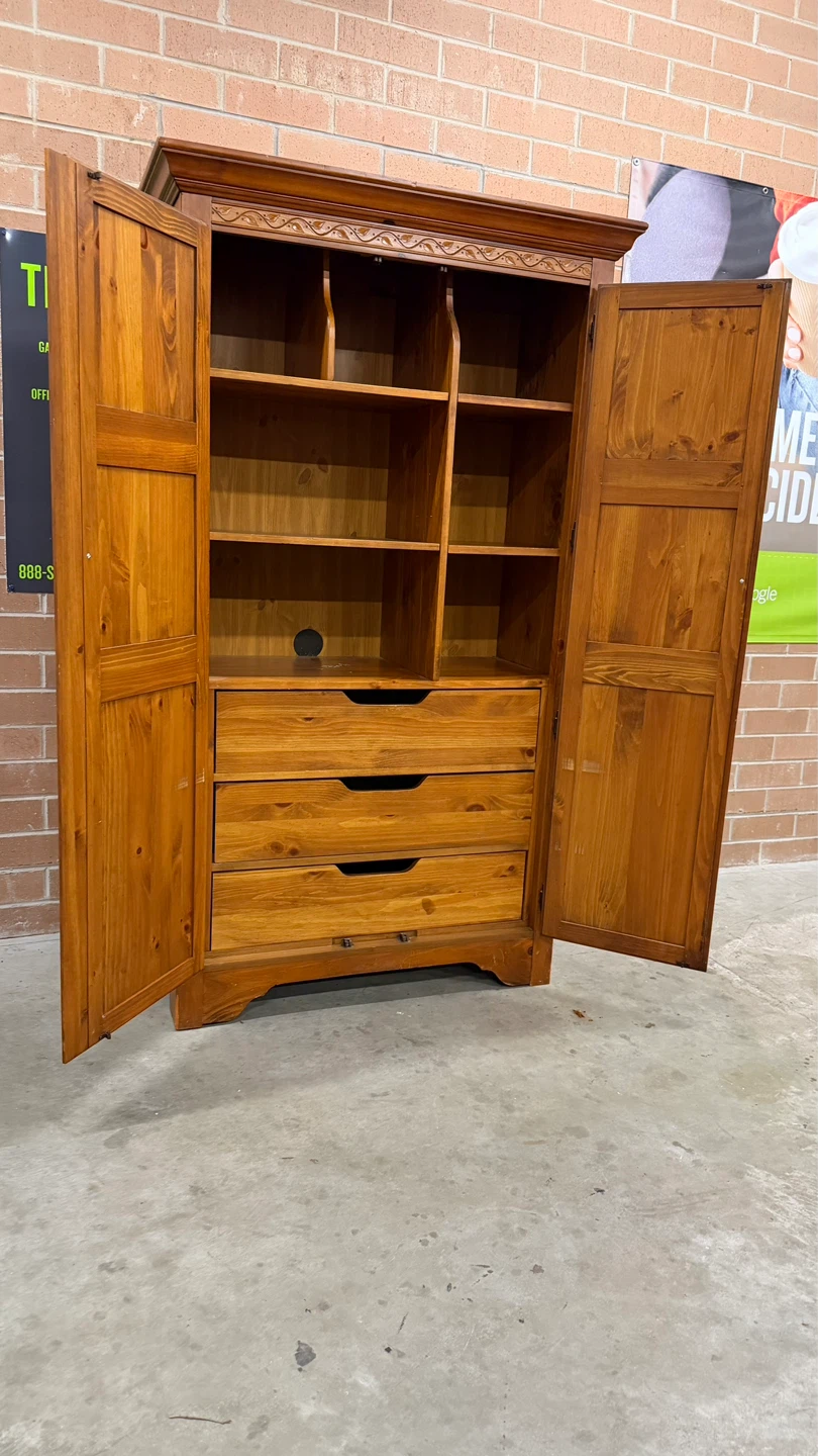 Wooden Armoire Cabinet with Shelves and Drawers - photo 5