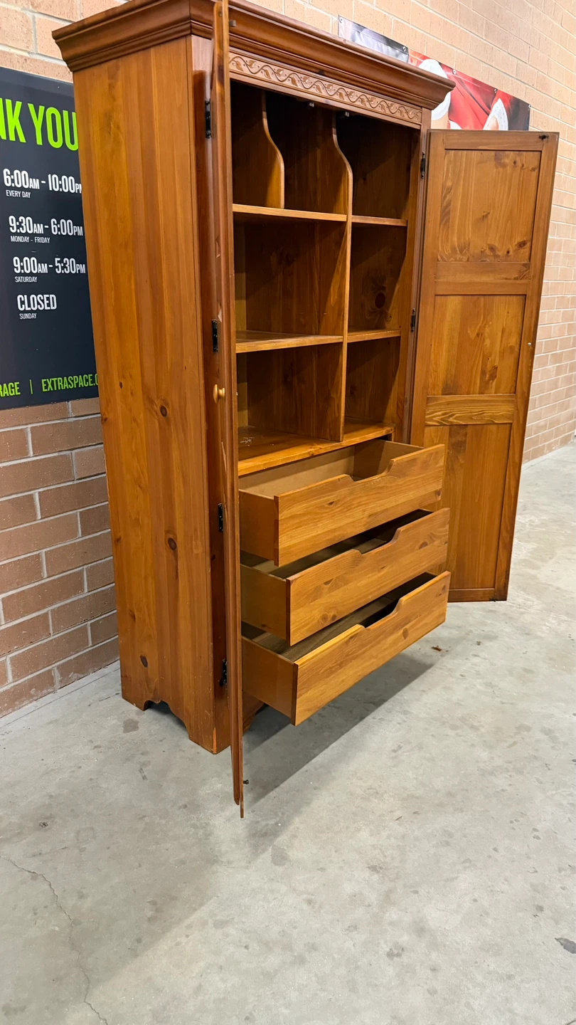 Wooden Armoire Cabinet with Shelves and Drawers - photo 3