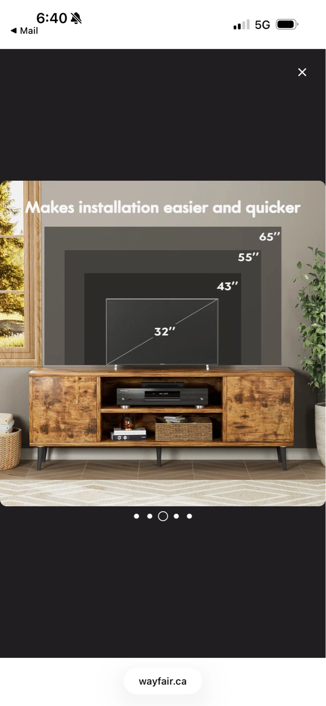 Rustic Brown TV Stand with Storage - photo 4