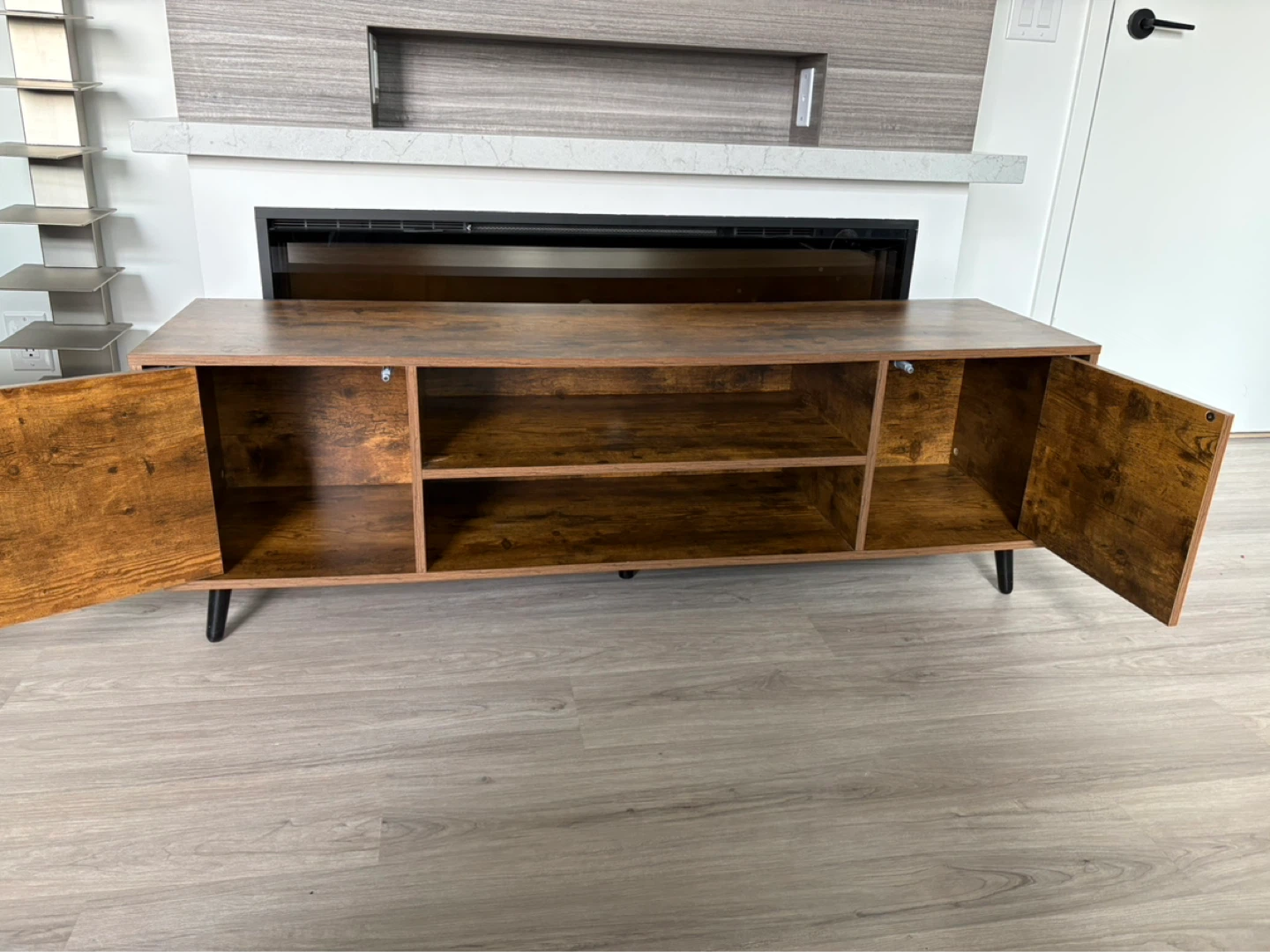 Rustic Brown TV Stand with Storage - photo 2