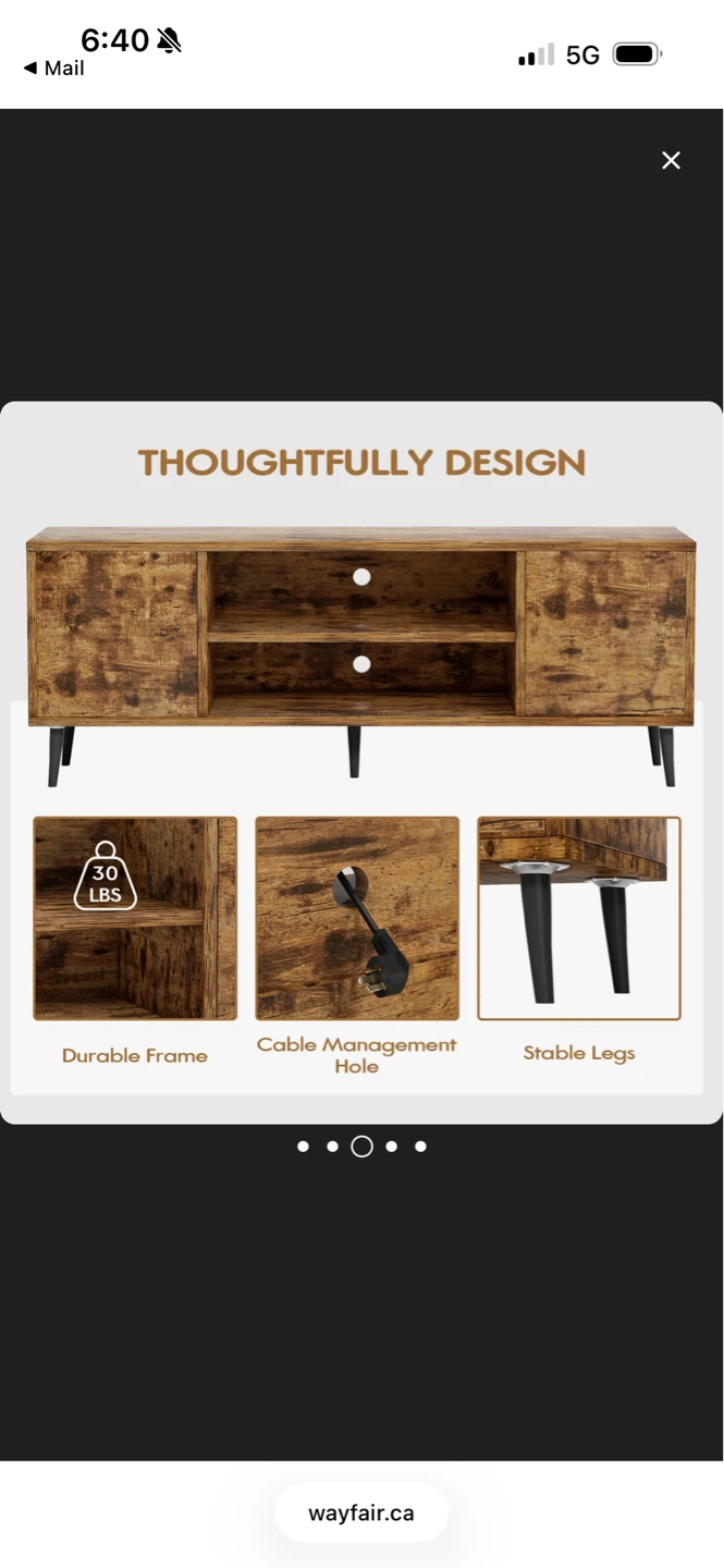 Rustic Brown TV Stand with Storage - photo 5
