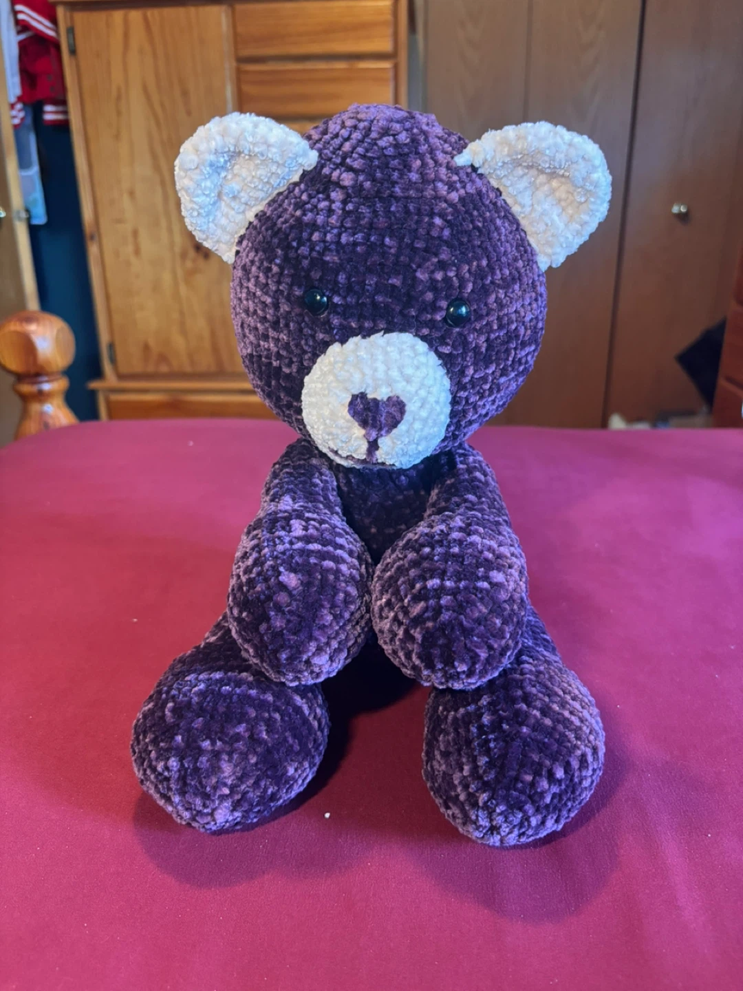 Handmade Purple Crochet Teddy Bear Toy - photo 2