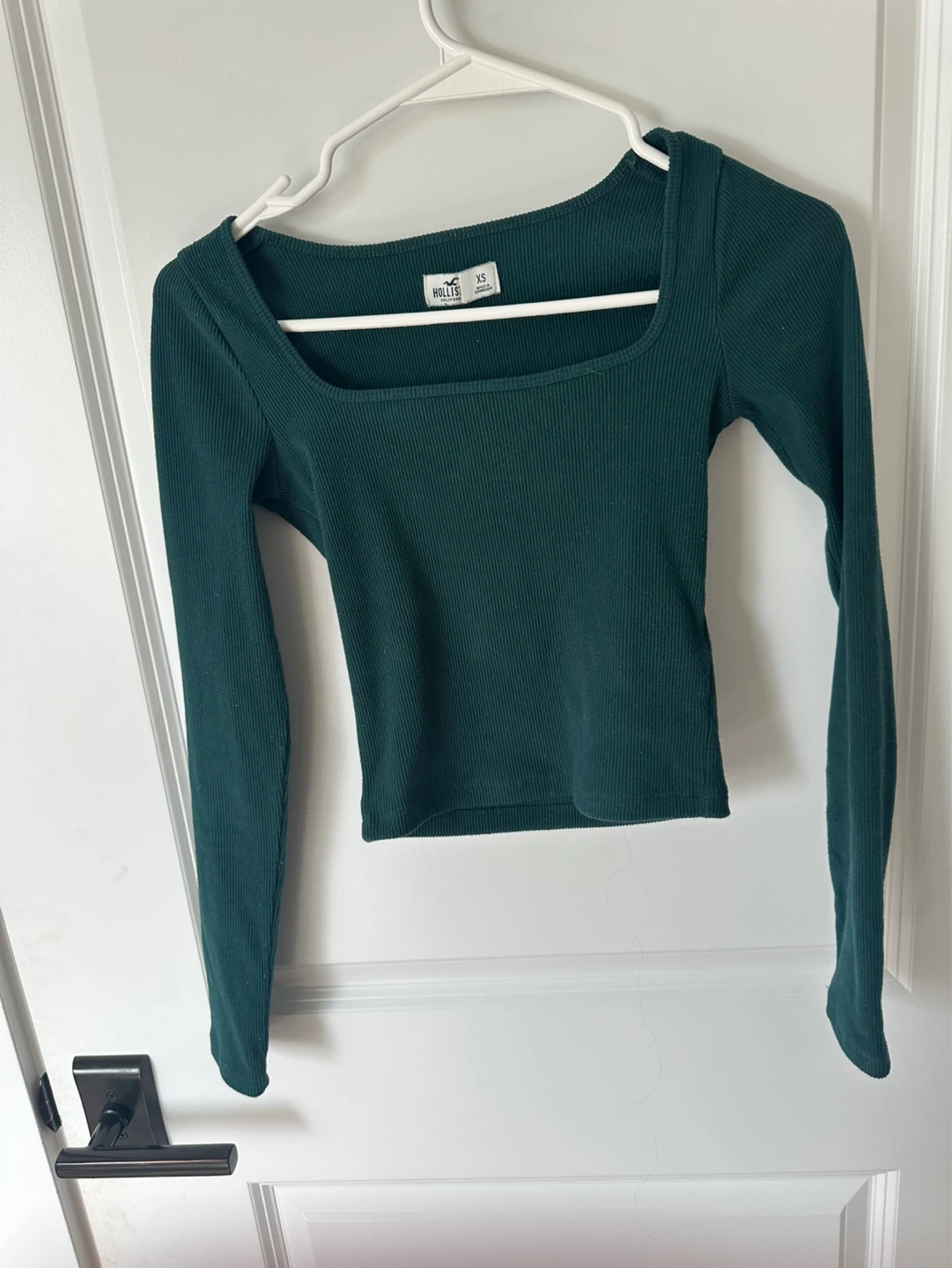 Hollister Long Sleeve Square Neck Ribbed Top XS