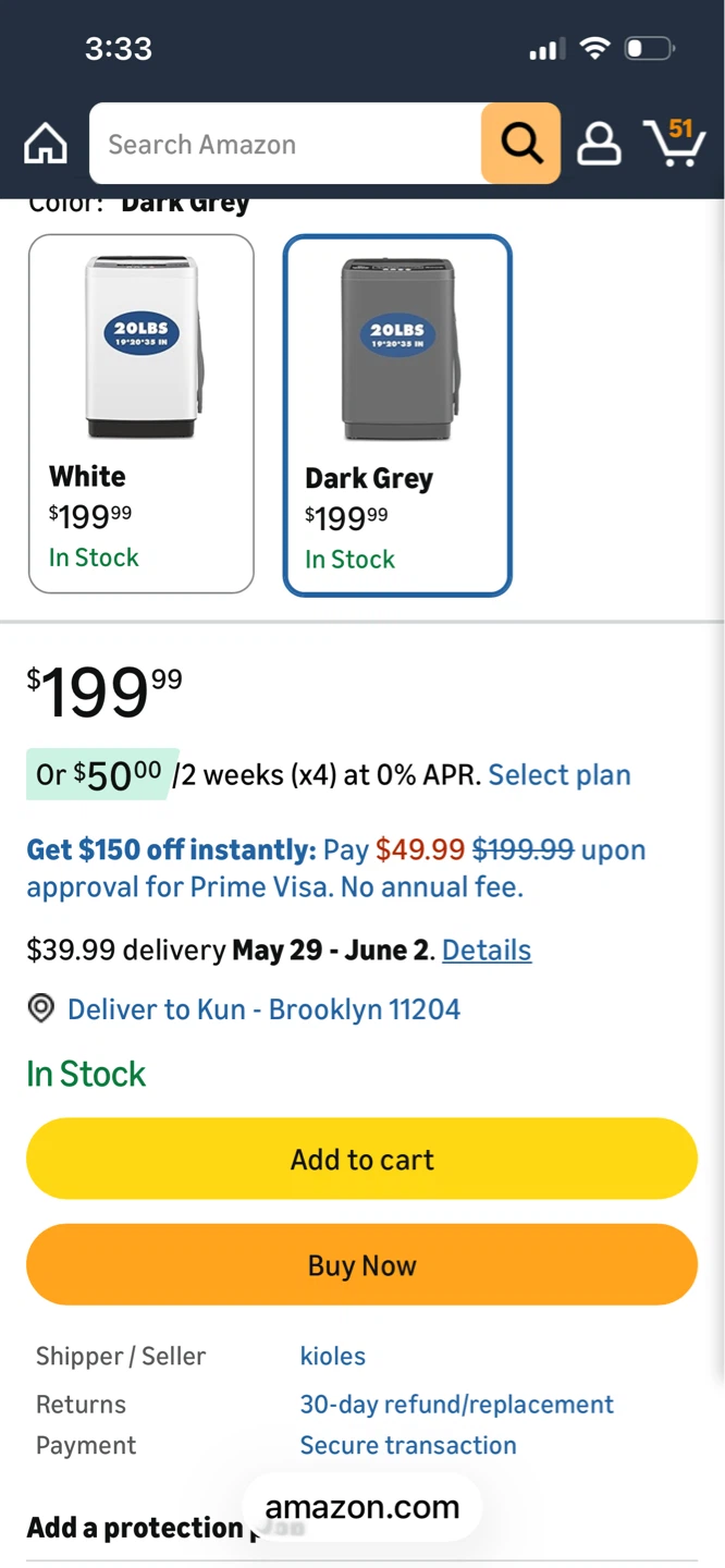 Portable Washing Machine - 2.8Cu.ft, 20lbs Capacity, Dark Grey - photo 2