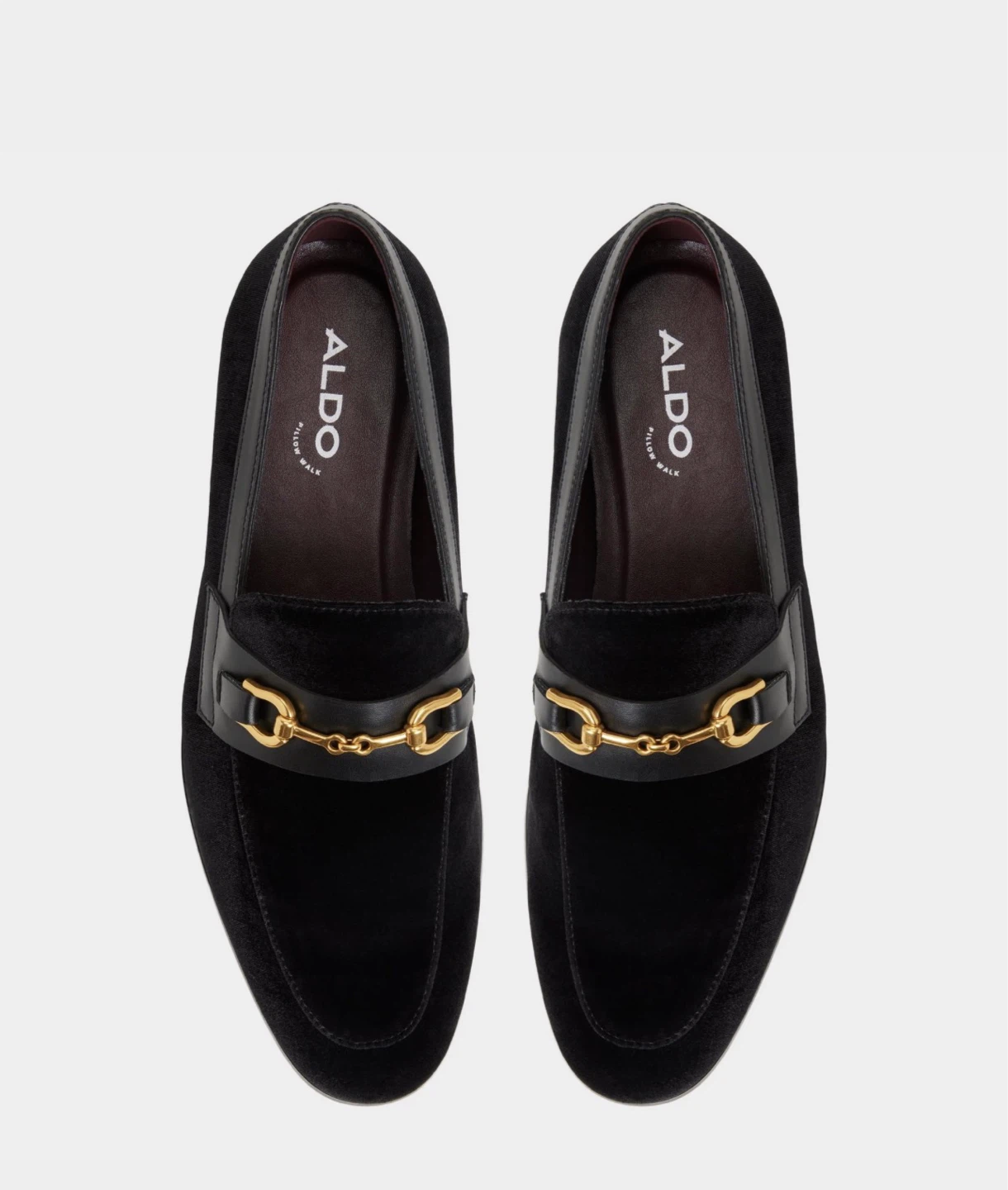 ALDO Black Velvet Loafers with Gold Buckle - Men's Size 12