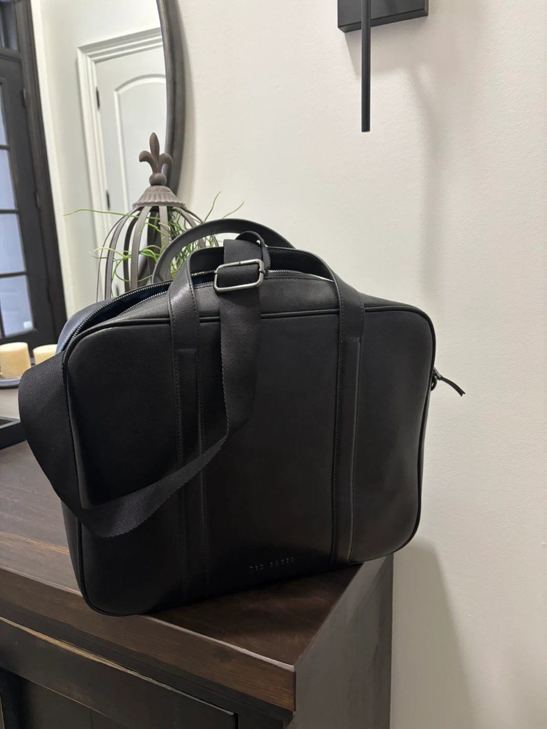 Ted Baker Black Faux Leather Briefcase Bag