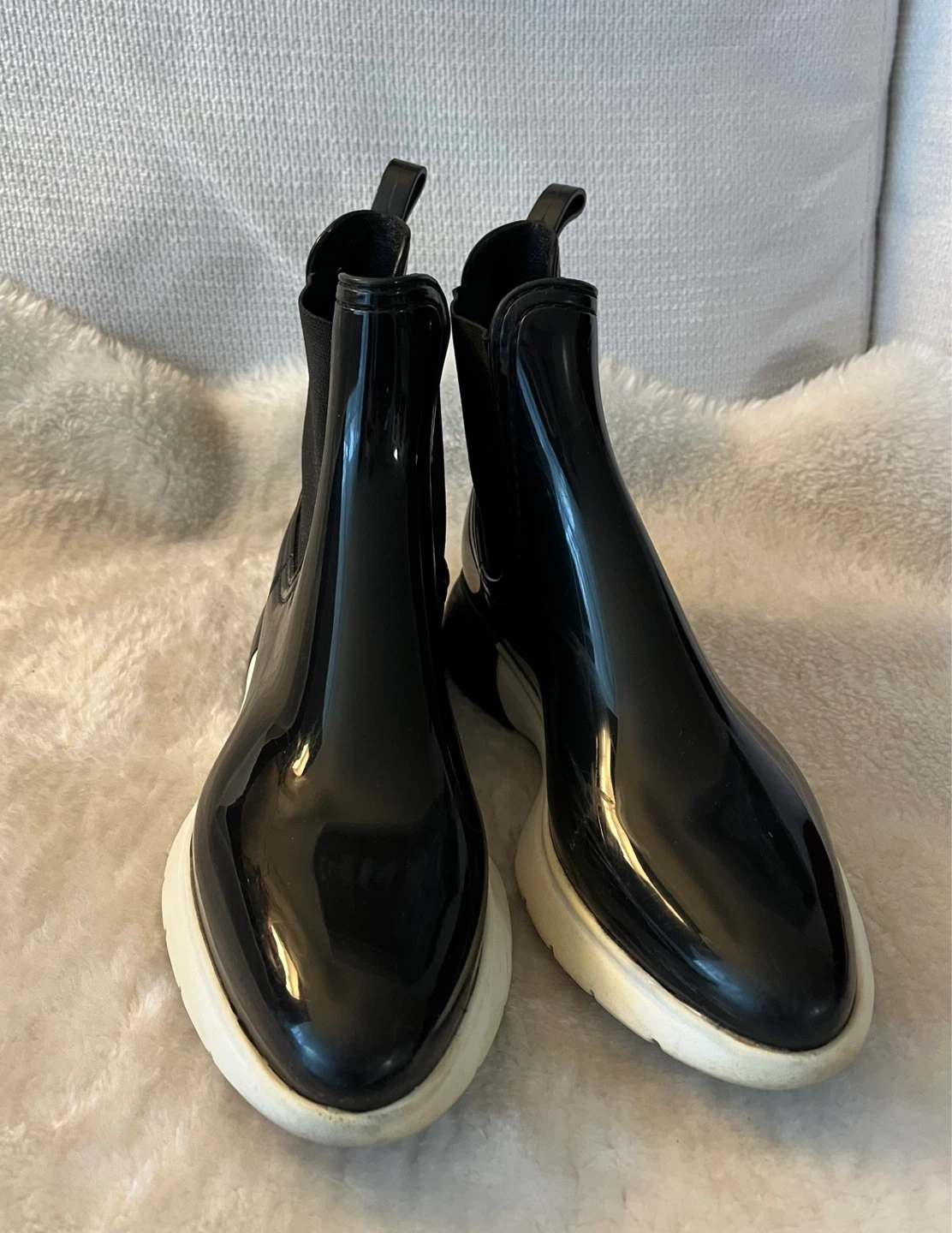 Lemon Jelly Black Gloss Chelsea Boots Size 8 - photo 3