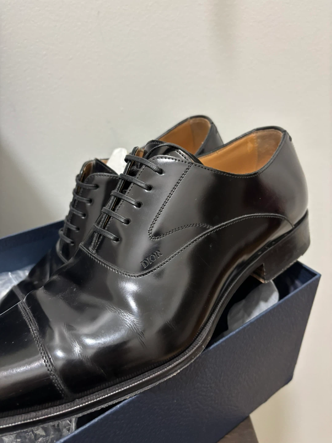 Dior Black Leather Cap Toe Oxford Shoes - Size 41 - photo 3