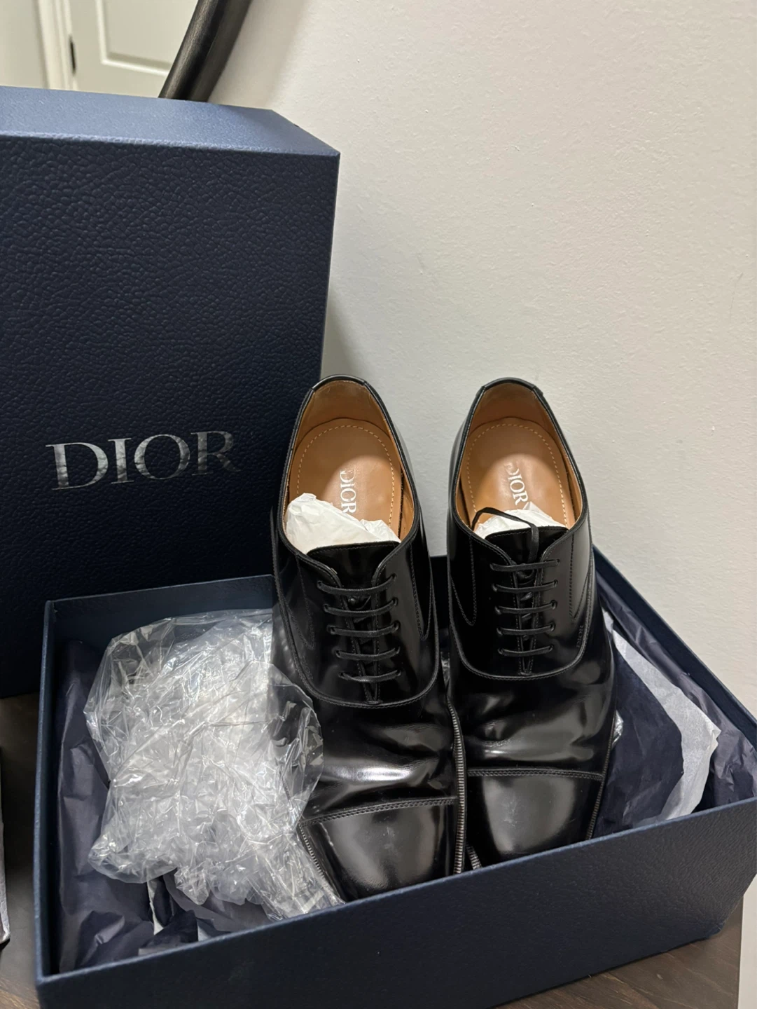Dior Black Leather Cap Toe Oxford Shoes - Size 41