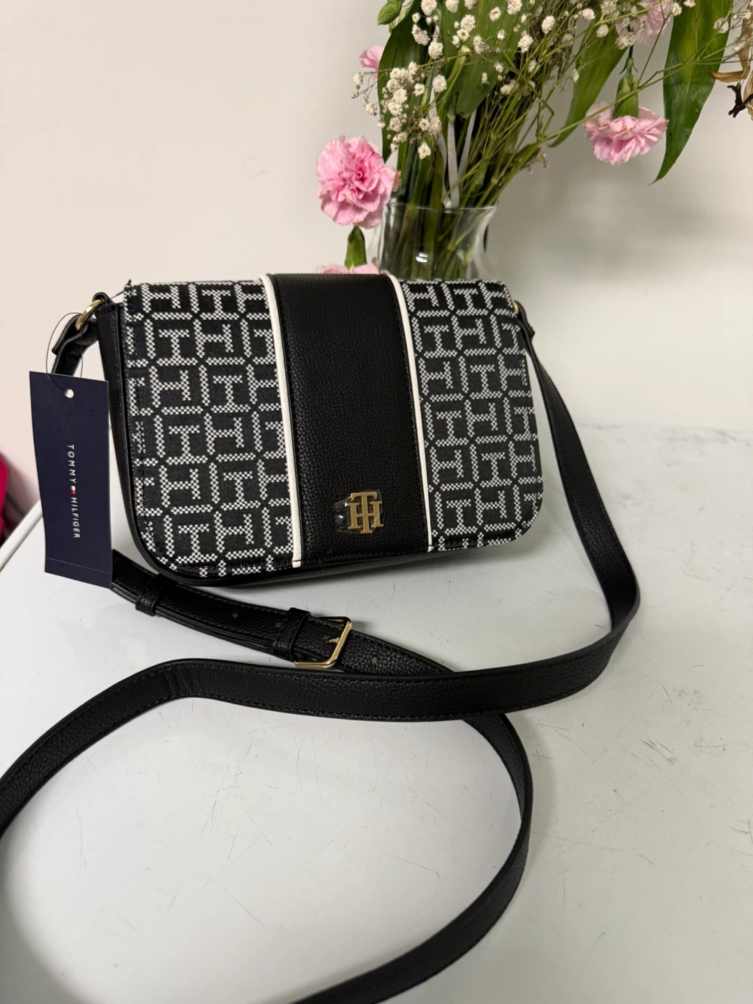 Tommy Hilfiger Crossbody Bag - Black/White Monogram