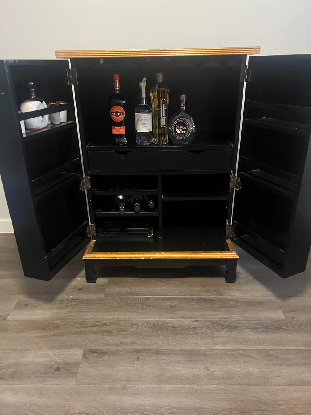 Black Bar Cabinet with Mirrored Doors - photo 4
