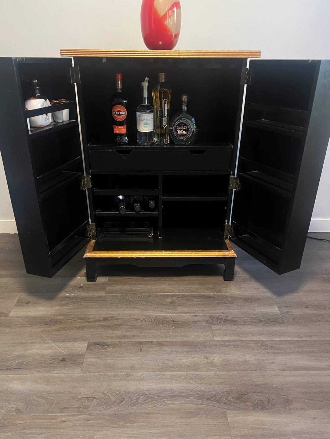 Black Bar Cabinet with Mirrored Doors - photo 5