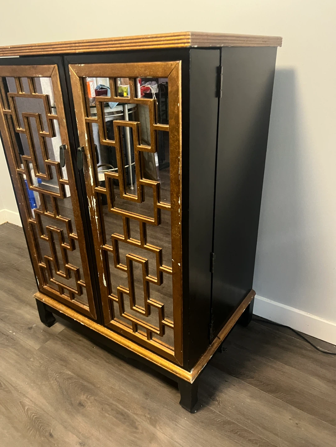 Black Bar Cabinet with Mirrored Doors - photo 3