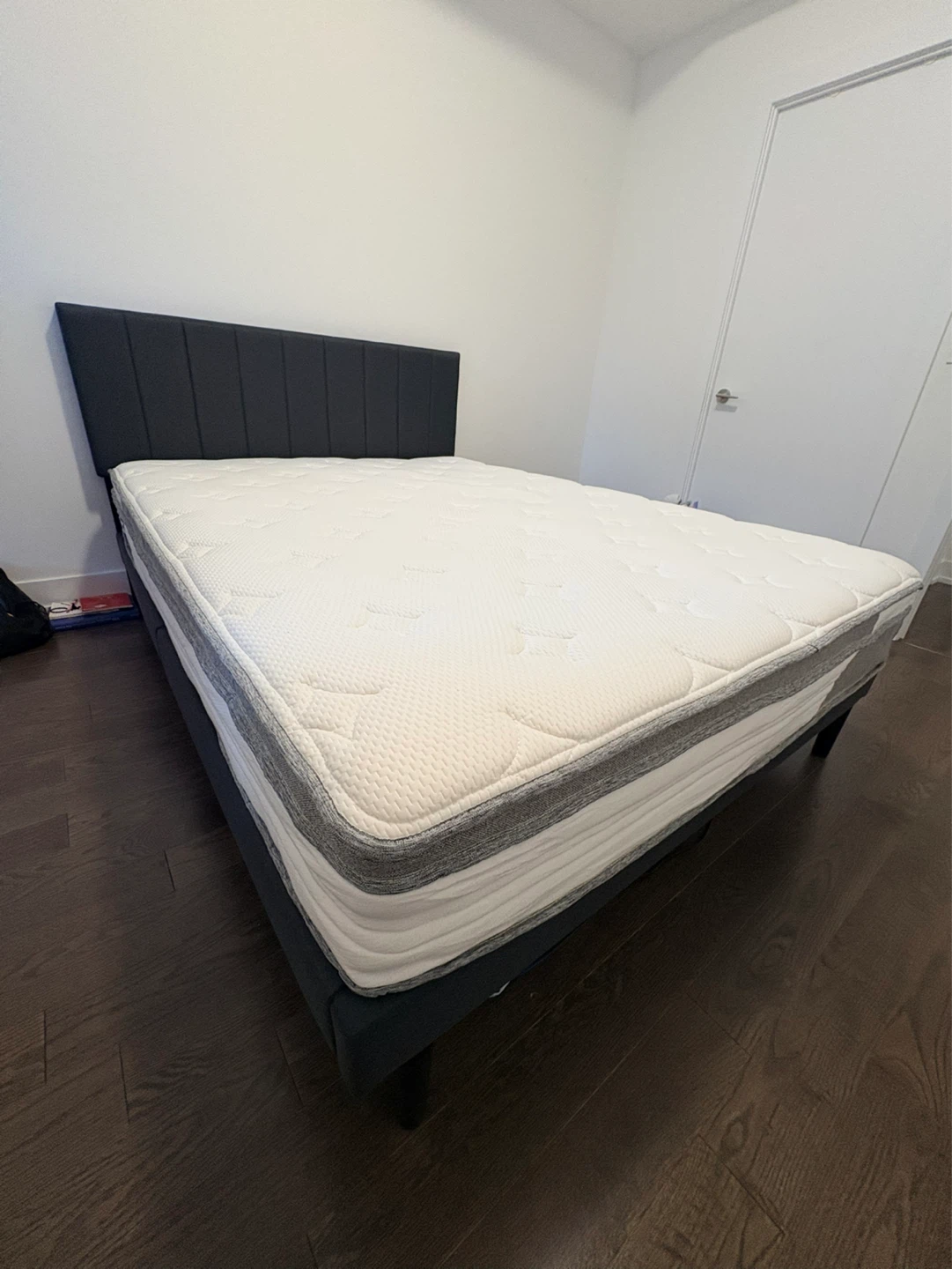 Queen Size Bed Frame with Headboard and Mattress